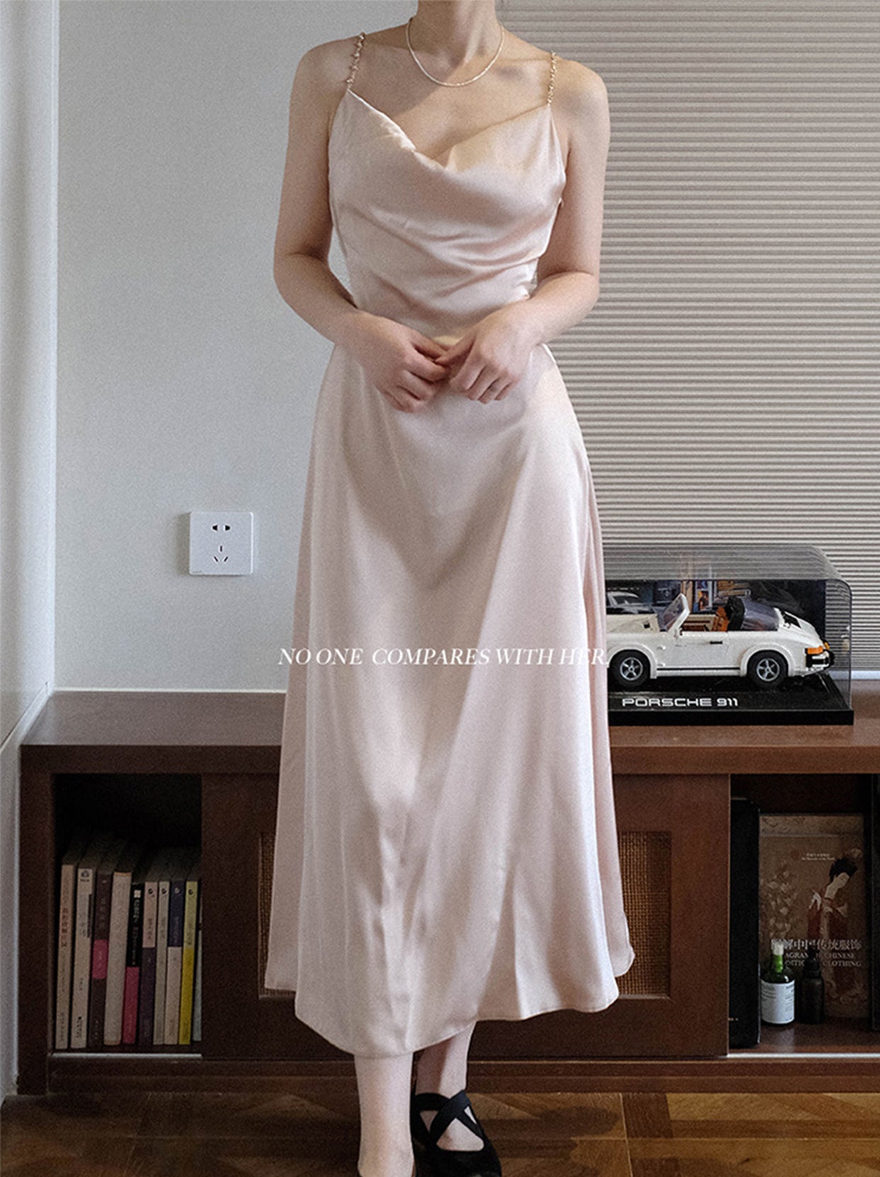 Original Retro Satin Swing Collar Dress