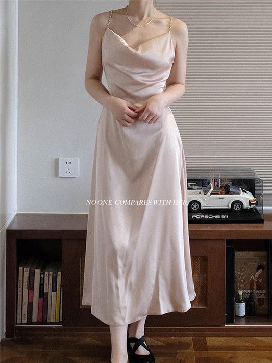 Original Retro Satin Swing Collar Dress