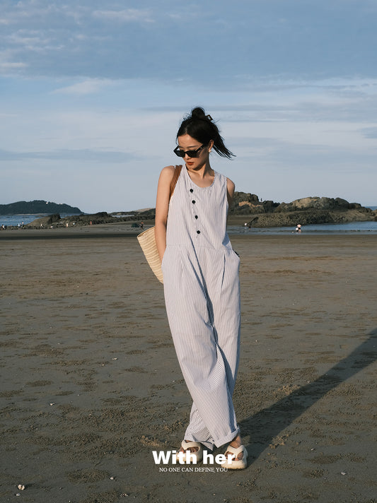 Original Sleeveless Stripes Jumpsuit