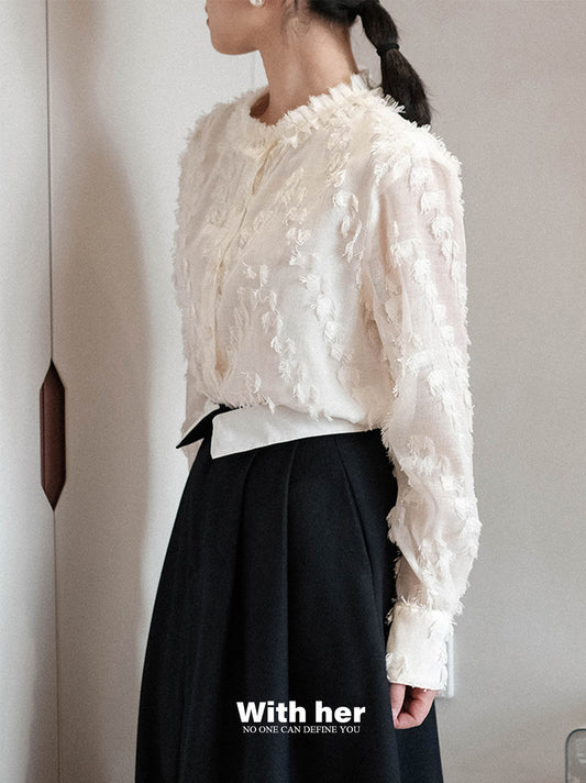 Tassel Collar Sleeve Shirt