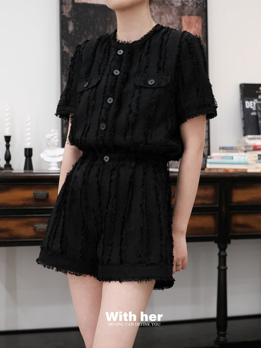 Tweed Shorts Suit Set