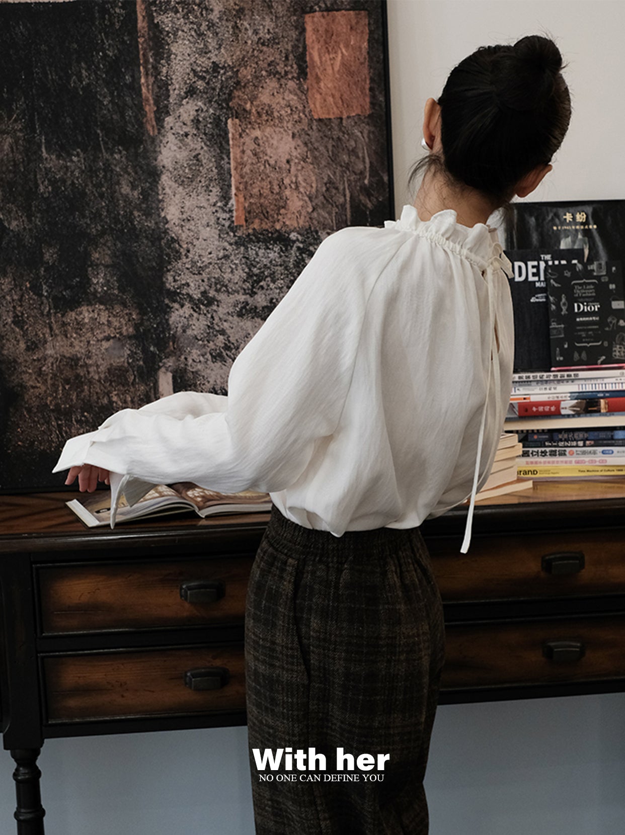 Ruffled High-Neck Blouse