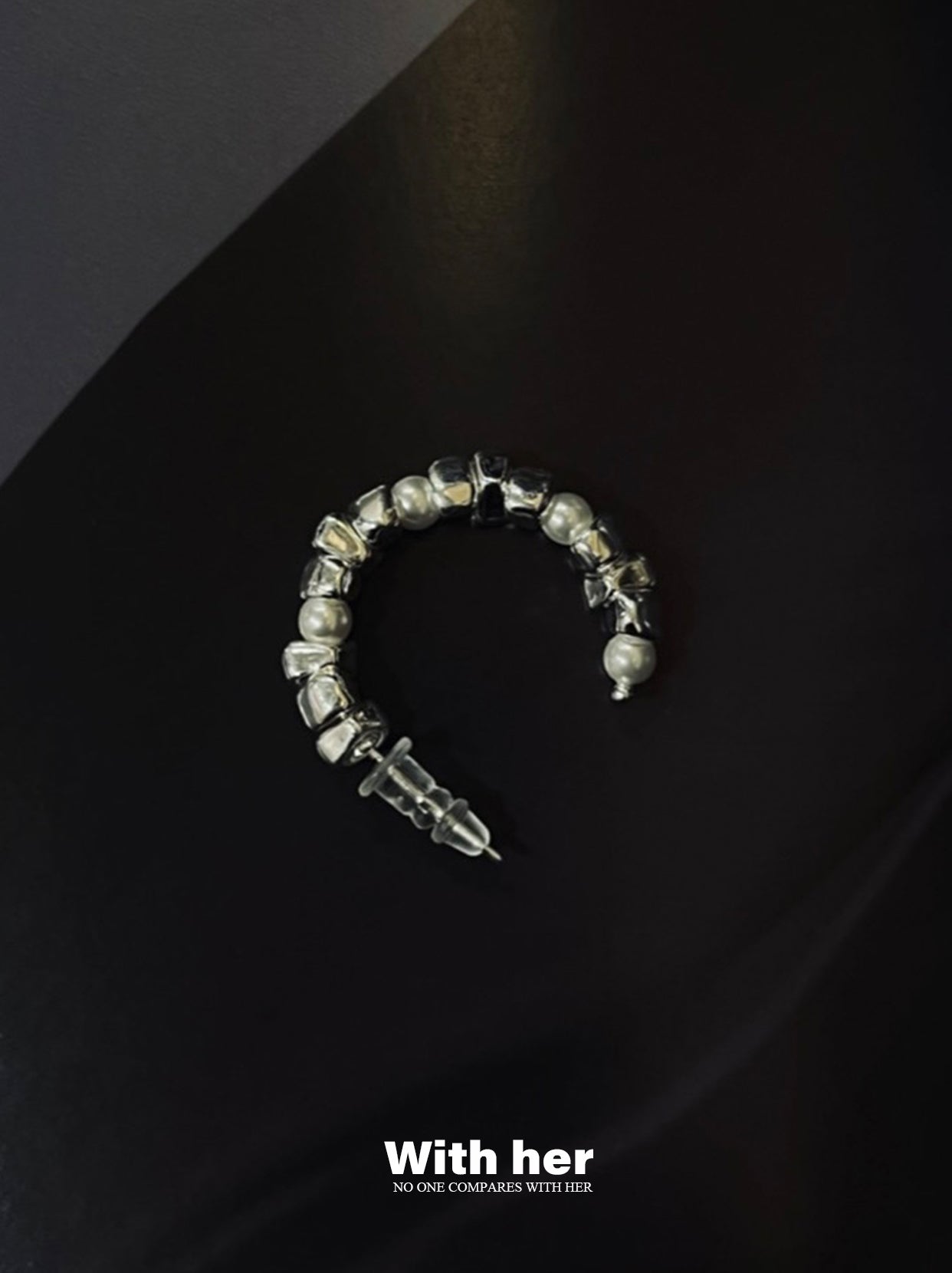 Minimal Silver Beads Earrings