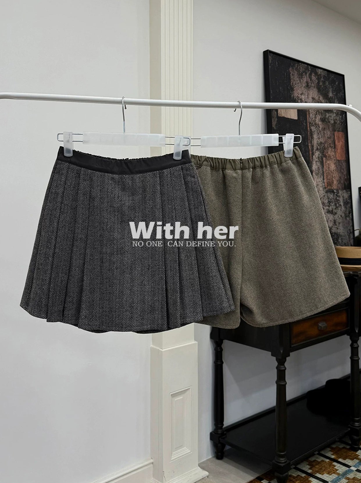 Pleated Woolen Skirt