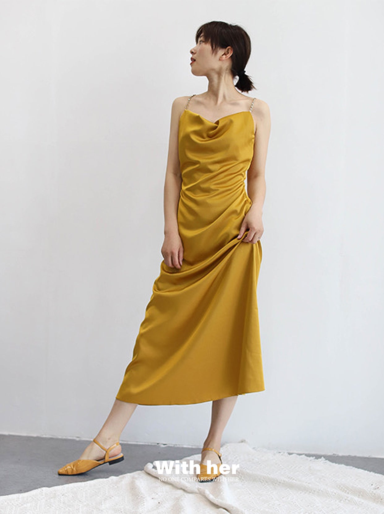 Original Retro Satin Swing Collar Dress