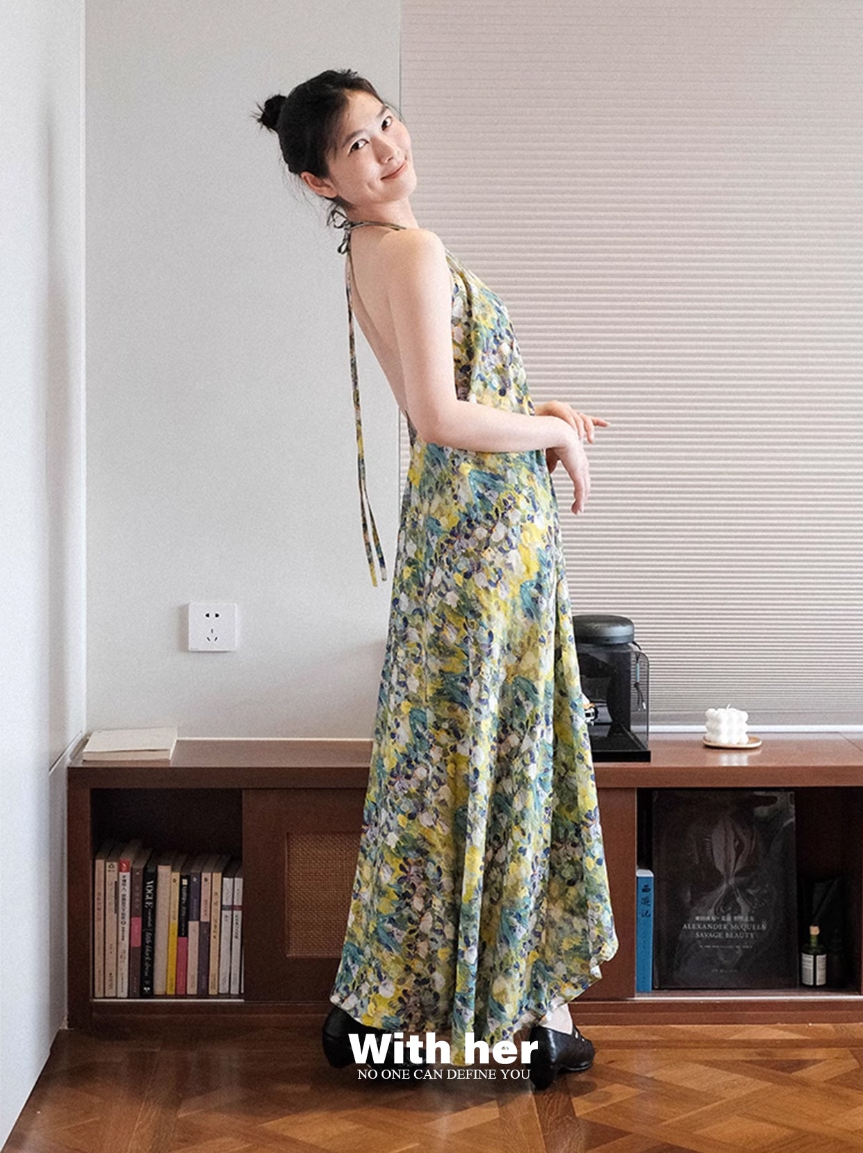 Original Halter Neck Backless Floral Dress