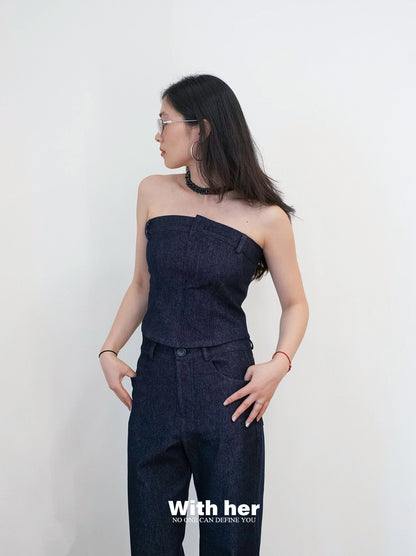 Denim Bandeau Top