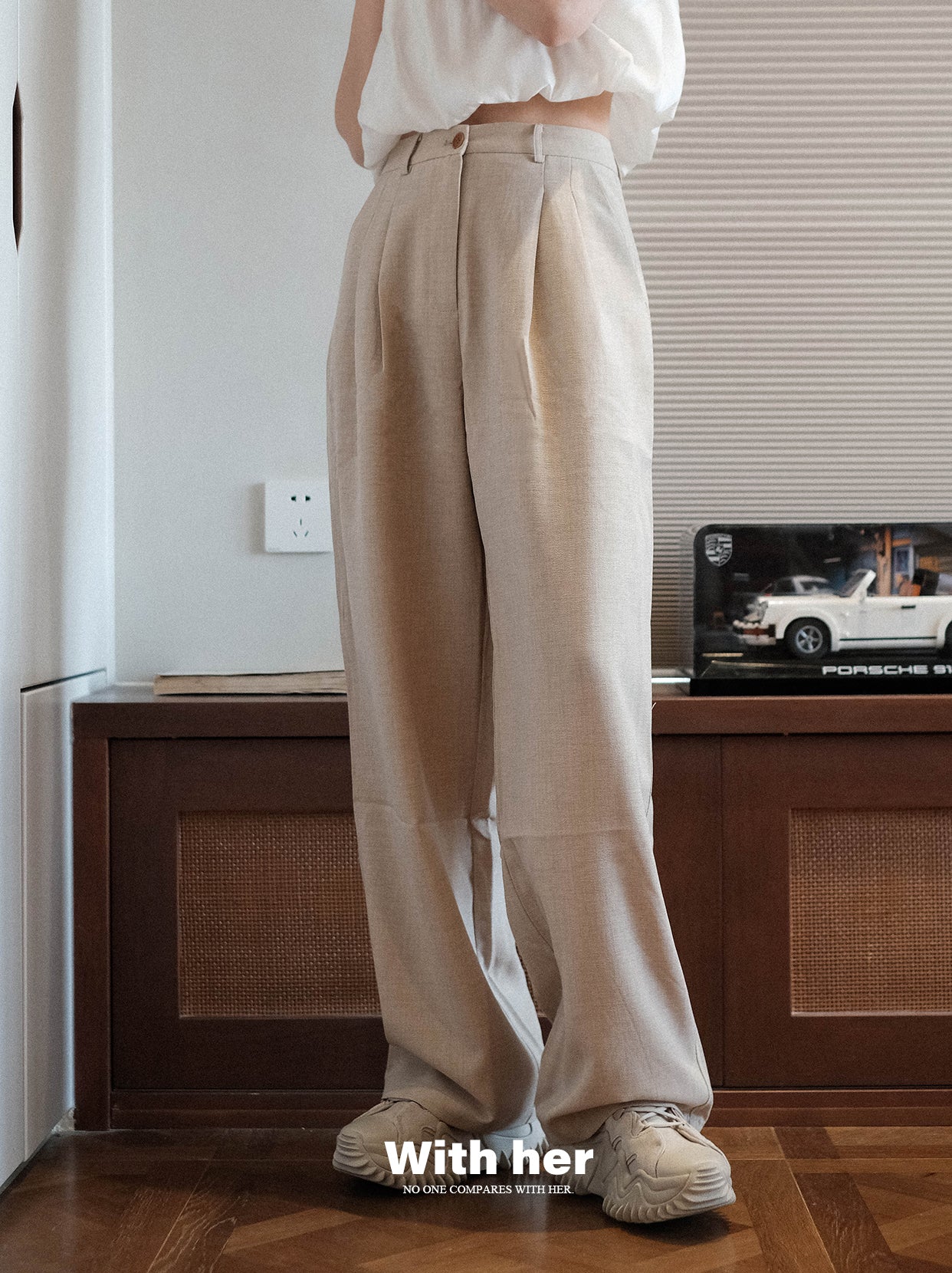 Original Creamy Loose Wide-Leg Trousers