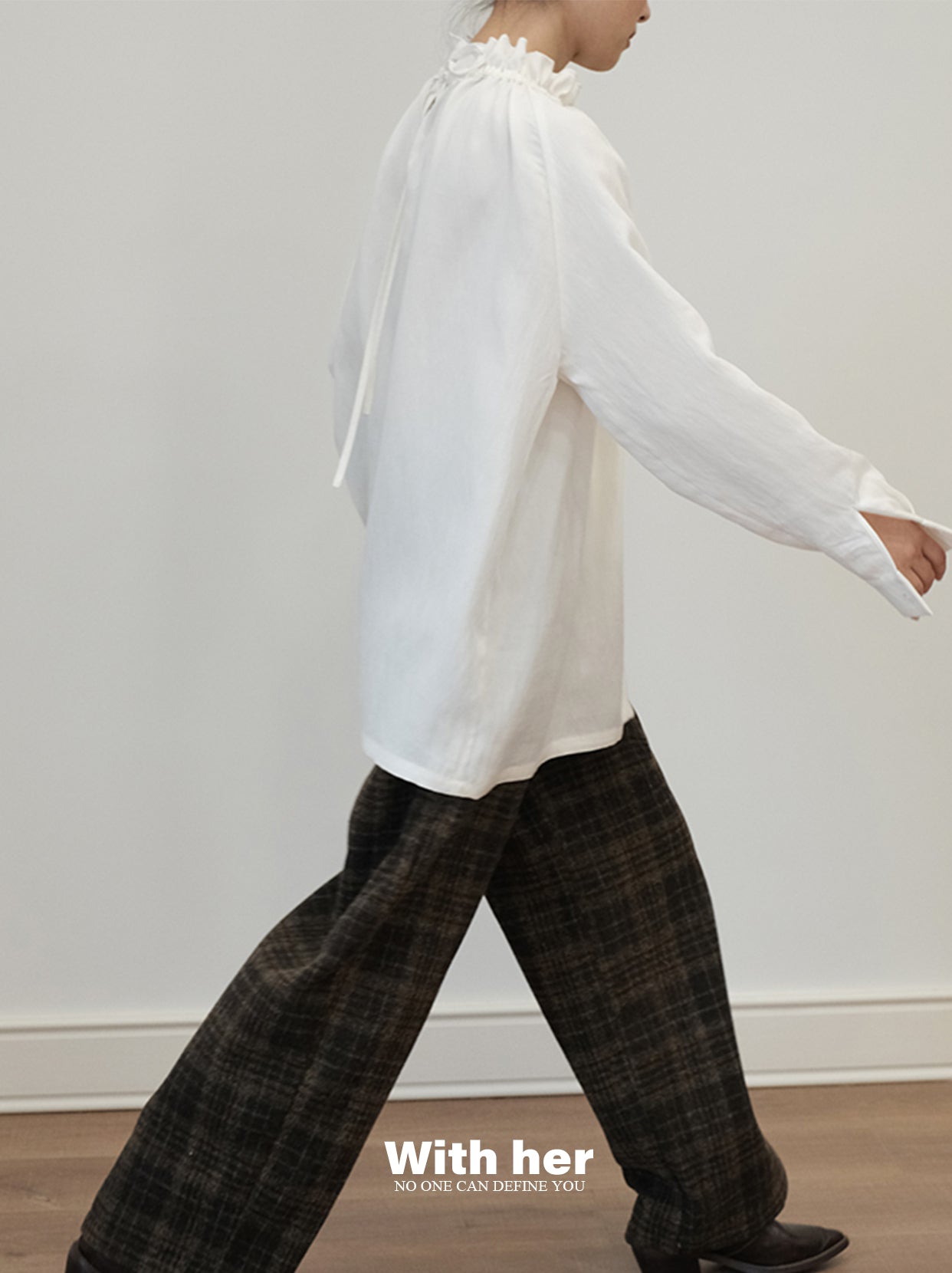 Ruffled High-Neck Blouse
