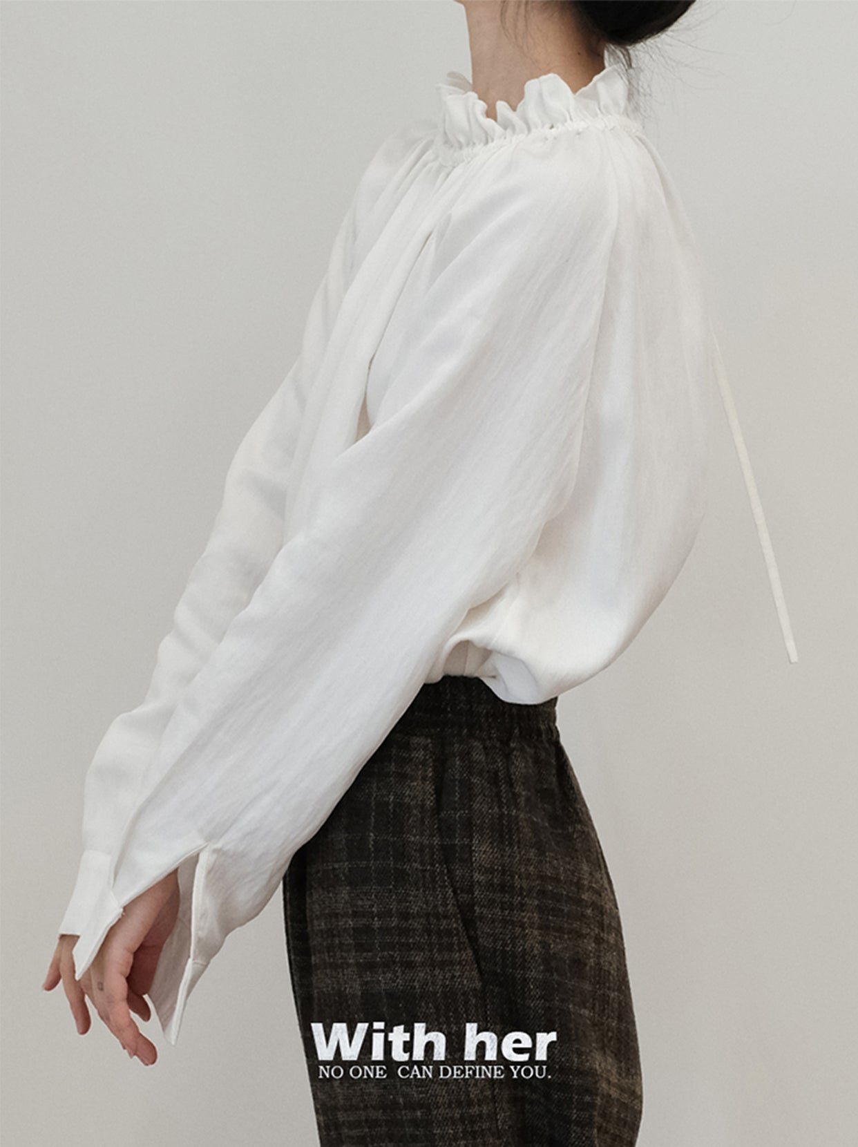 Ruffled High-Neck Blouse