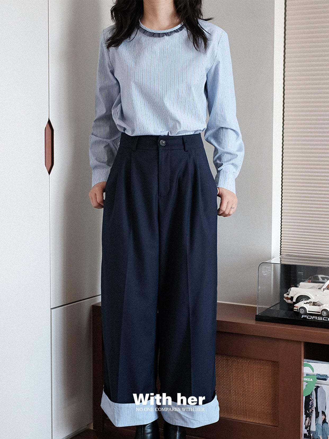 Original Lace Round-Neck Striped Shirt