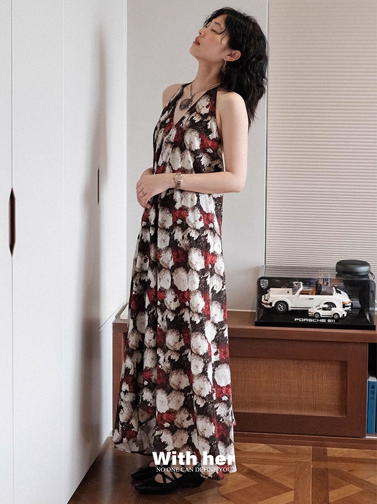 Original Halter Neck Backless Floral Dress