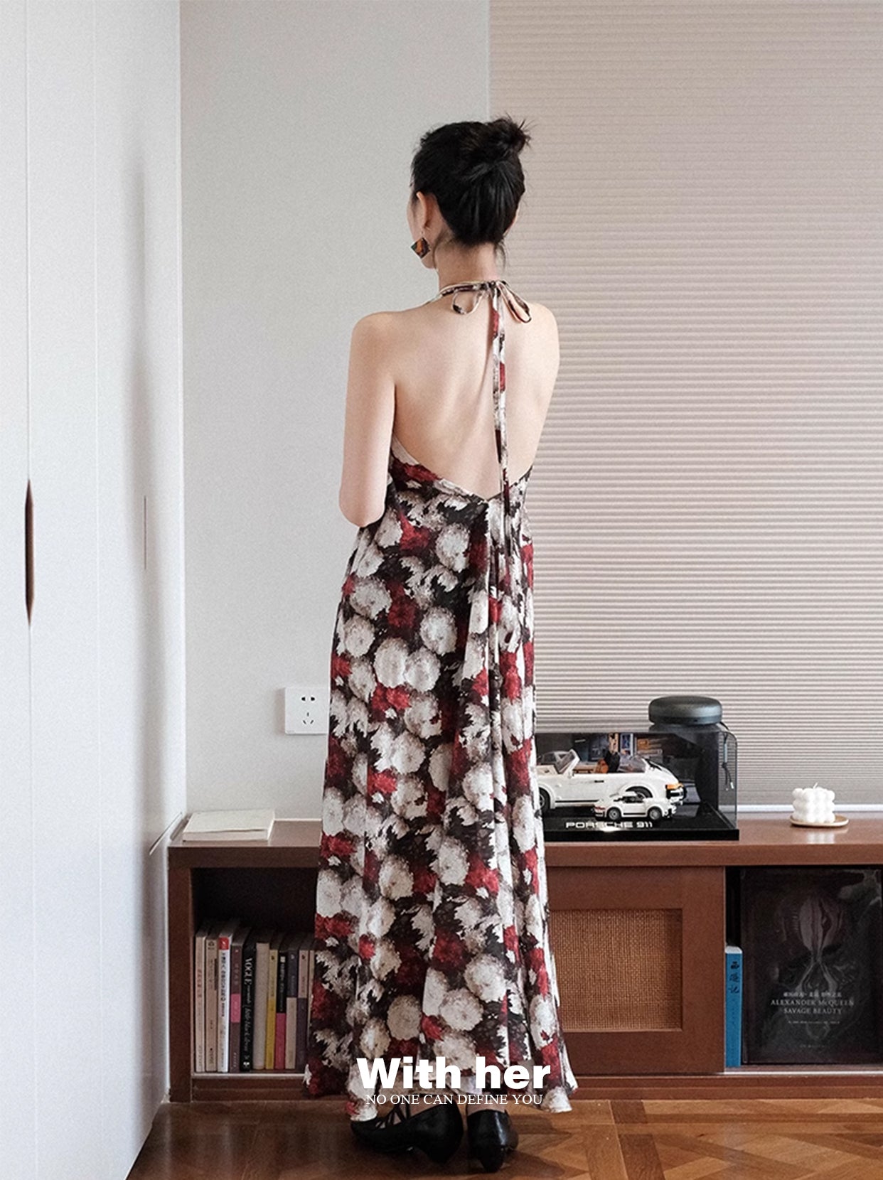 Original Halter Neck Backless Floral Dress