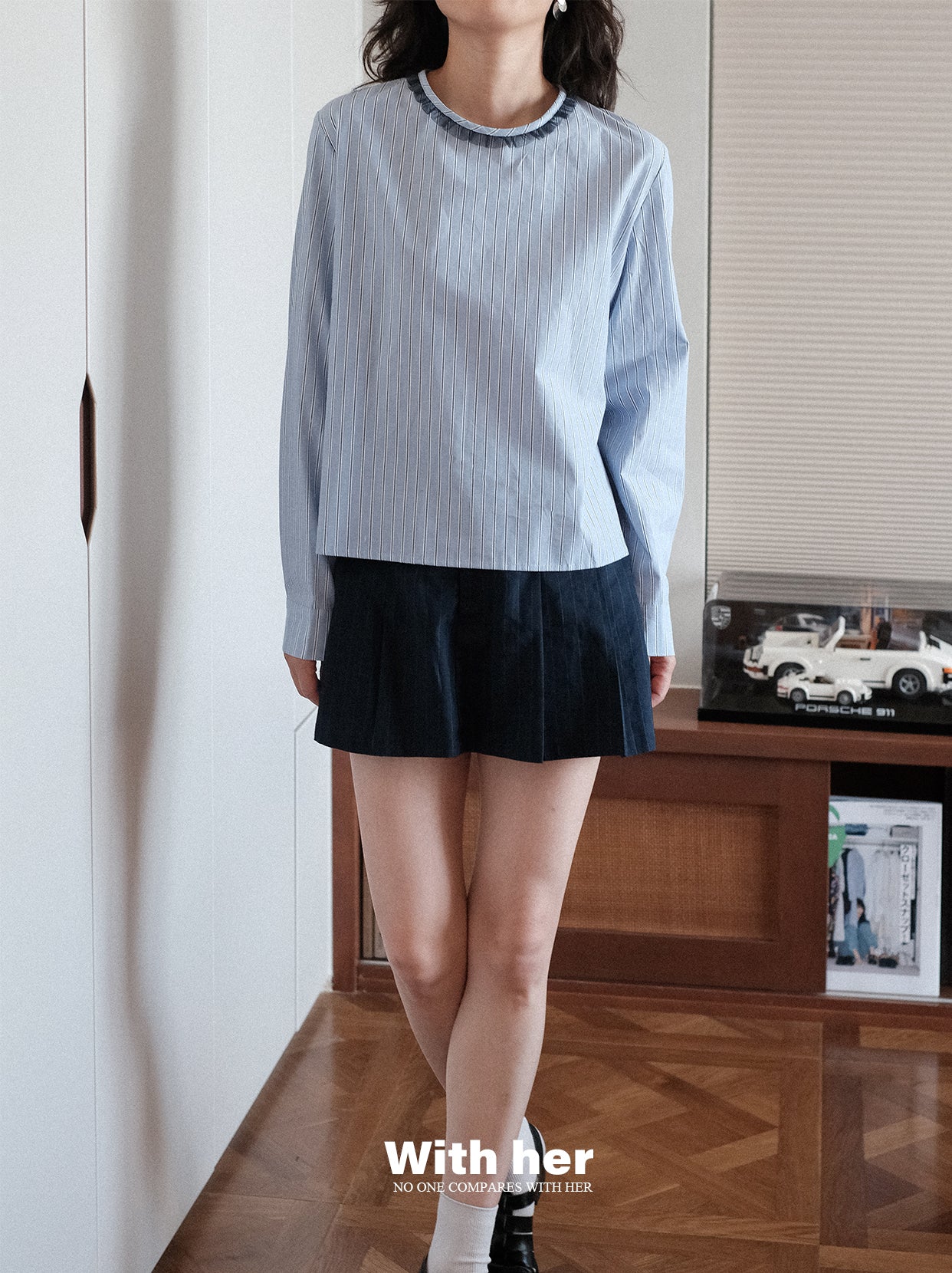 Original Lace Round-Neck Striped Shirt