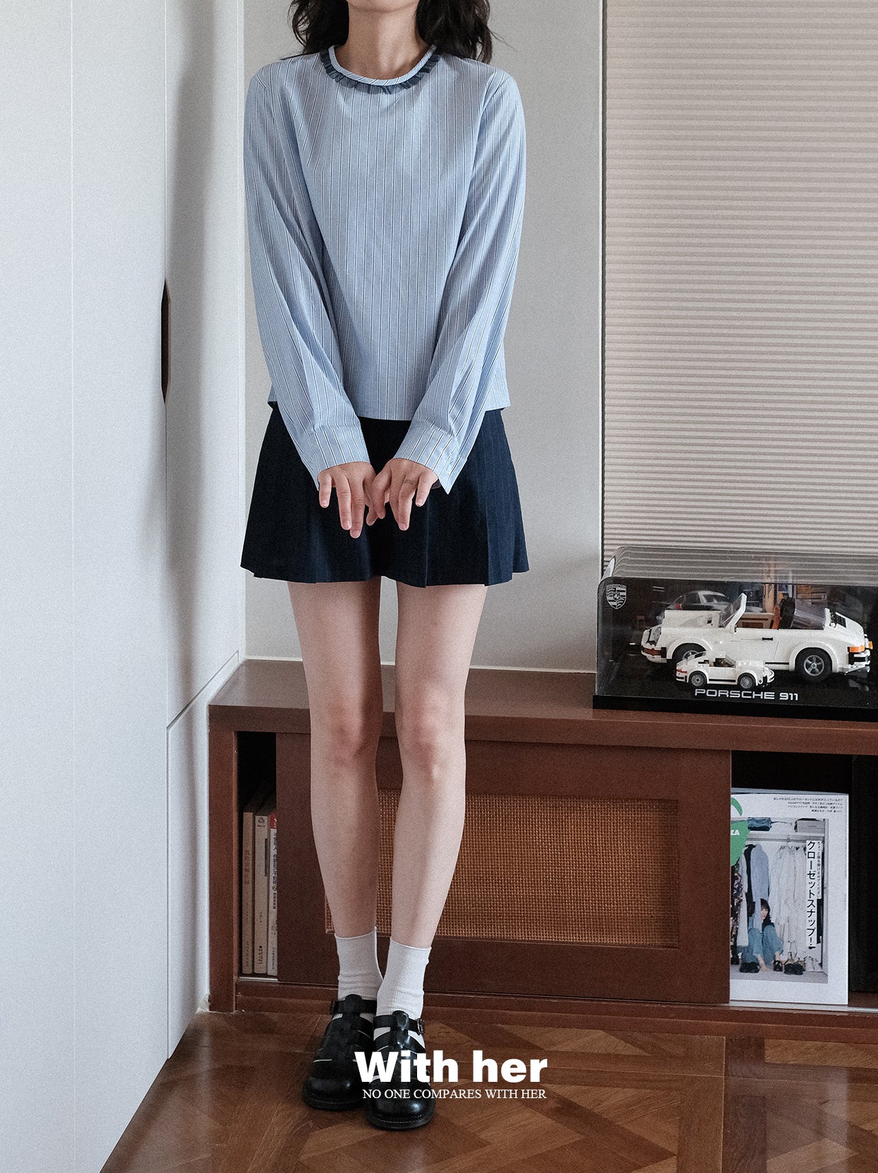 Original Lace Round-Neck Striped Shirt