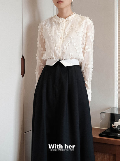 Tassel Collar Sleeve Shirt