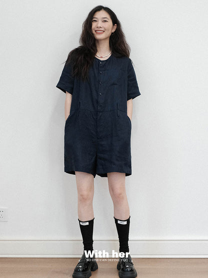 Linen Cotton Blend Playsuit