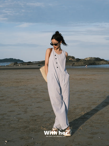 Original Sleeveless Stripes Jumpsuit