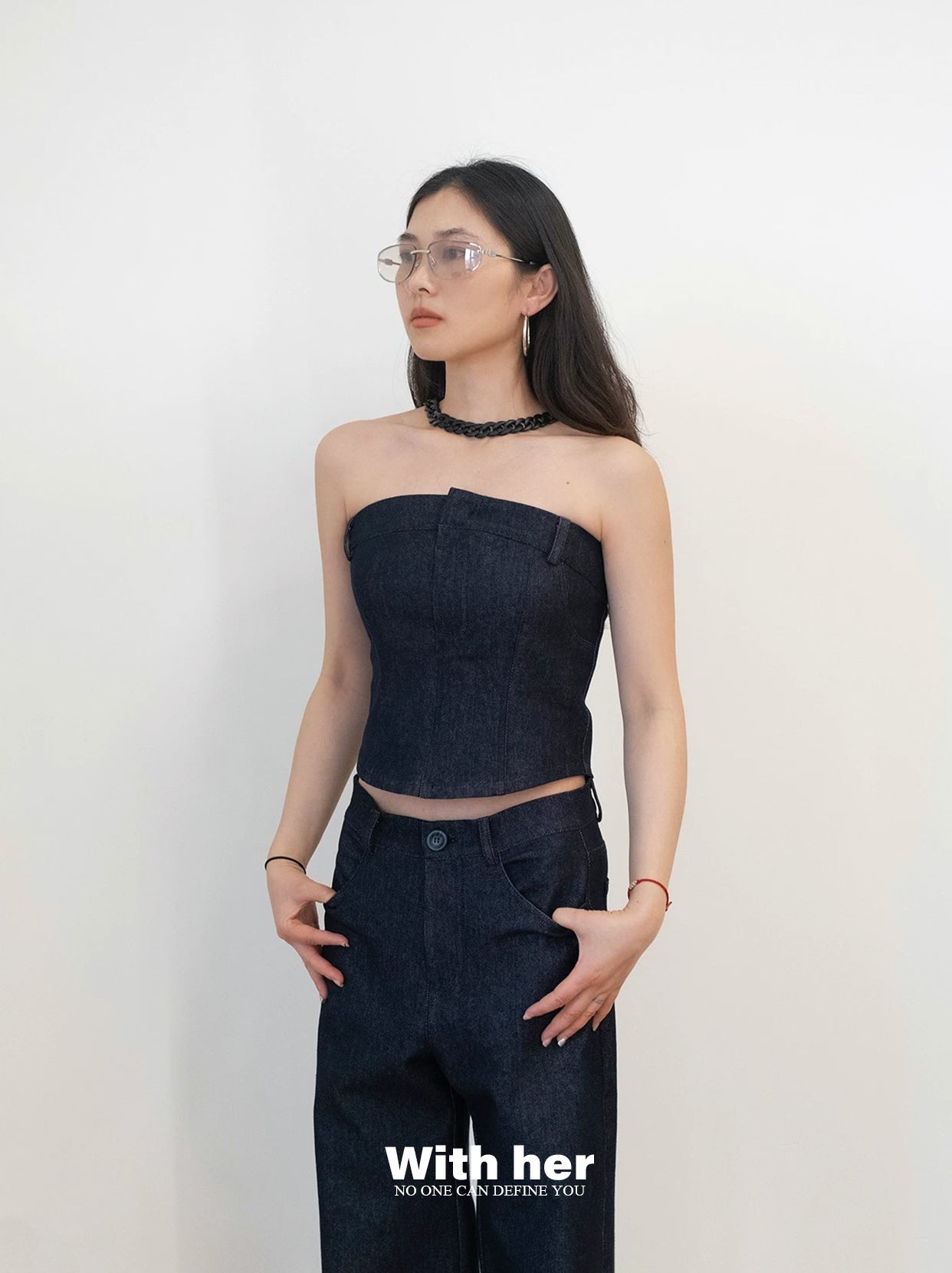 Denim Bandeau Top