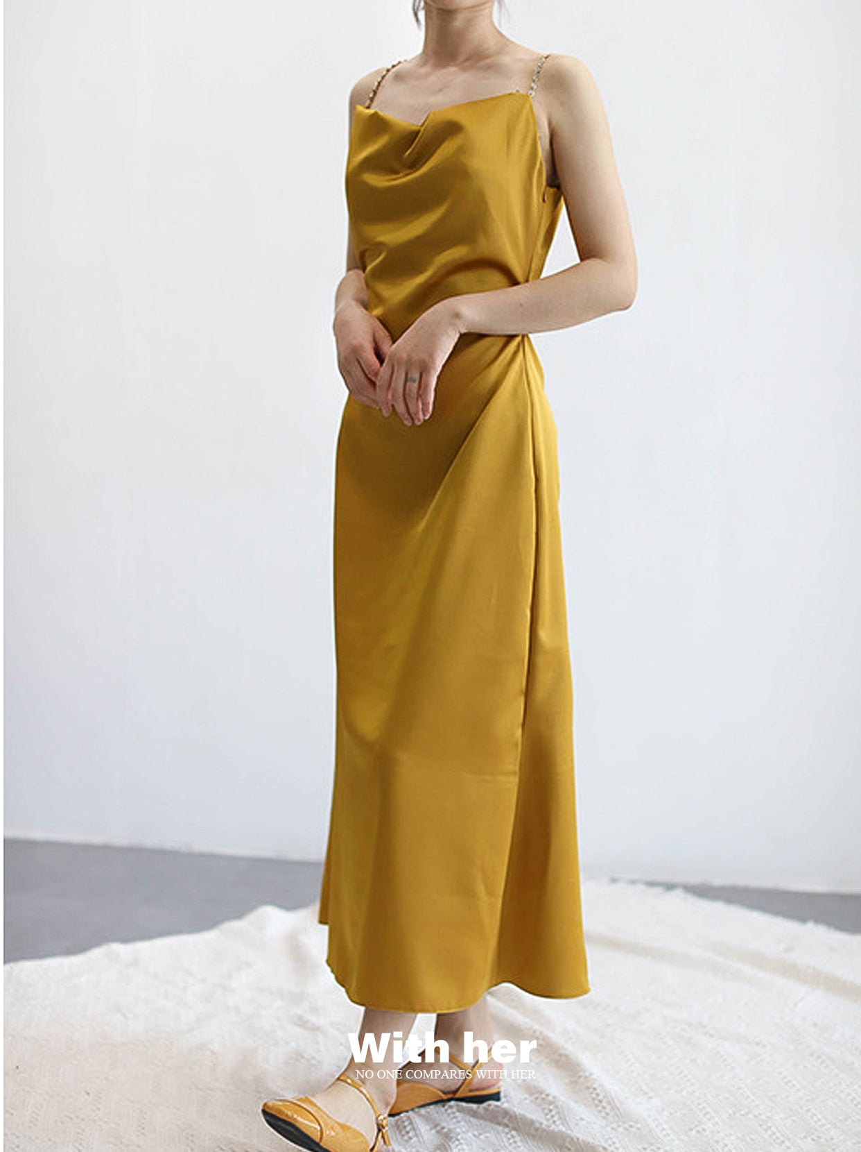 Original Retro Satin Swing Collar Dress