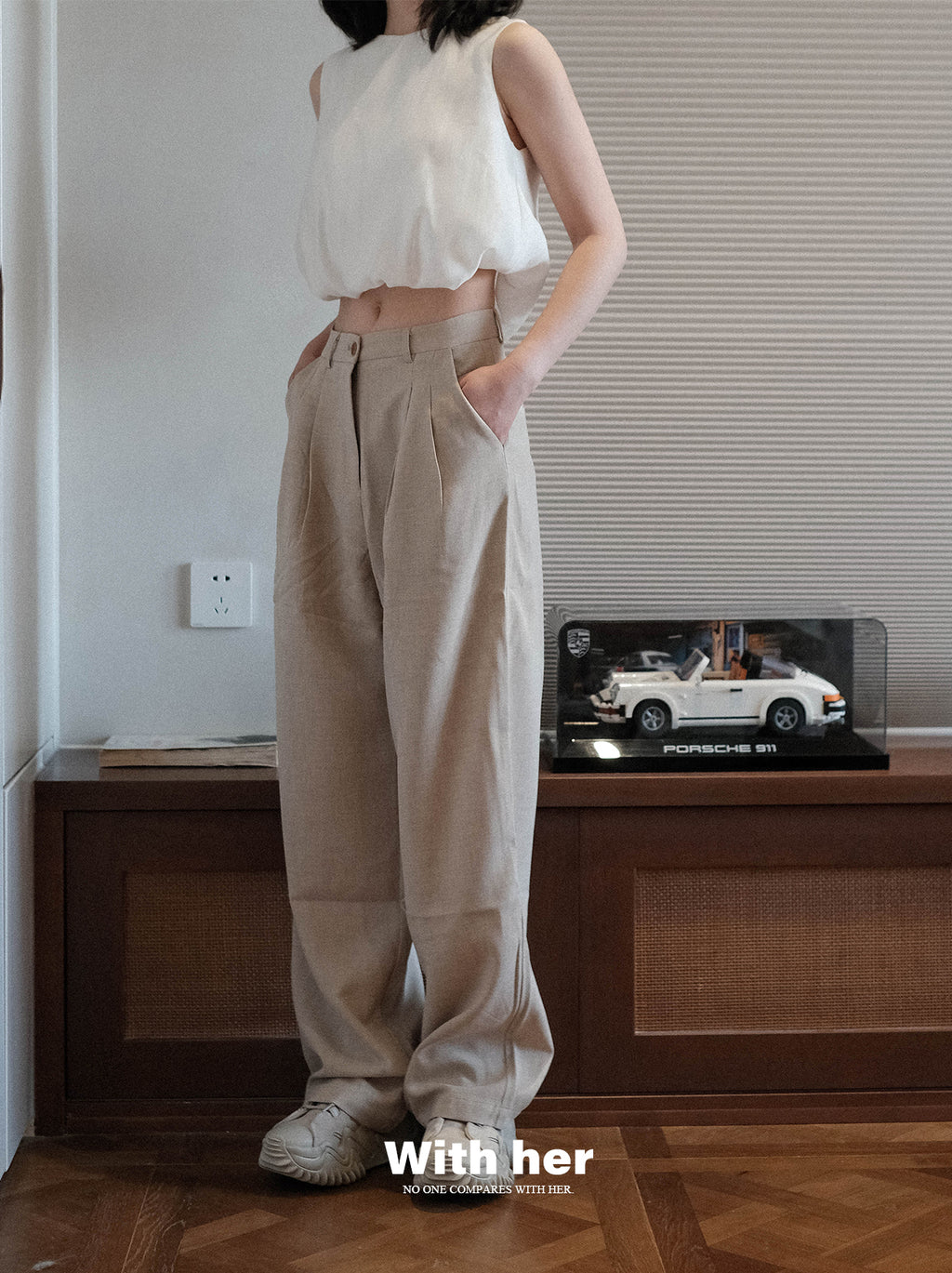 Original Creamy Loose Wide-Leg Trousers
