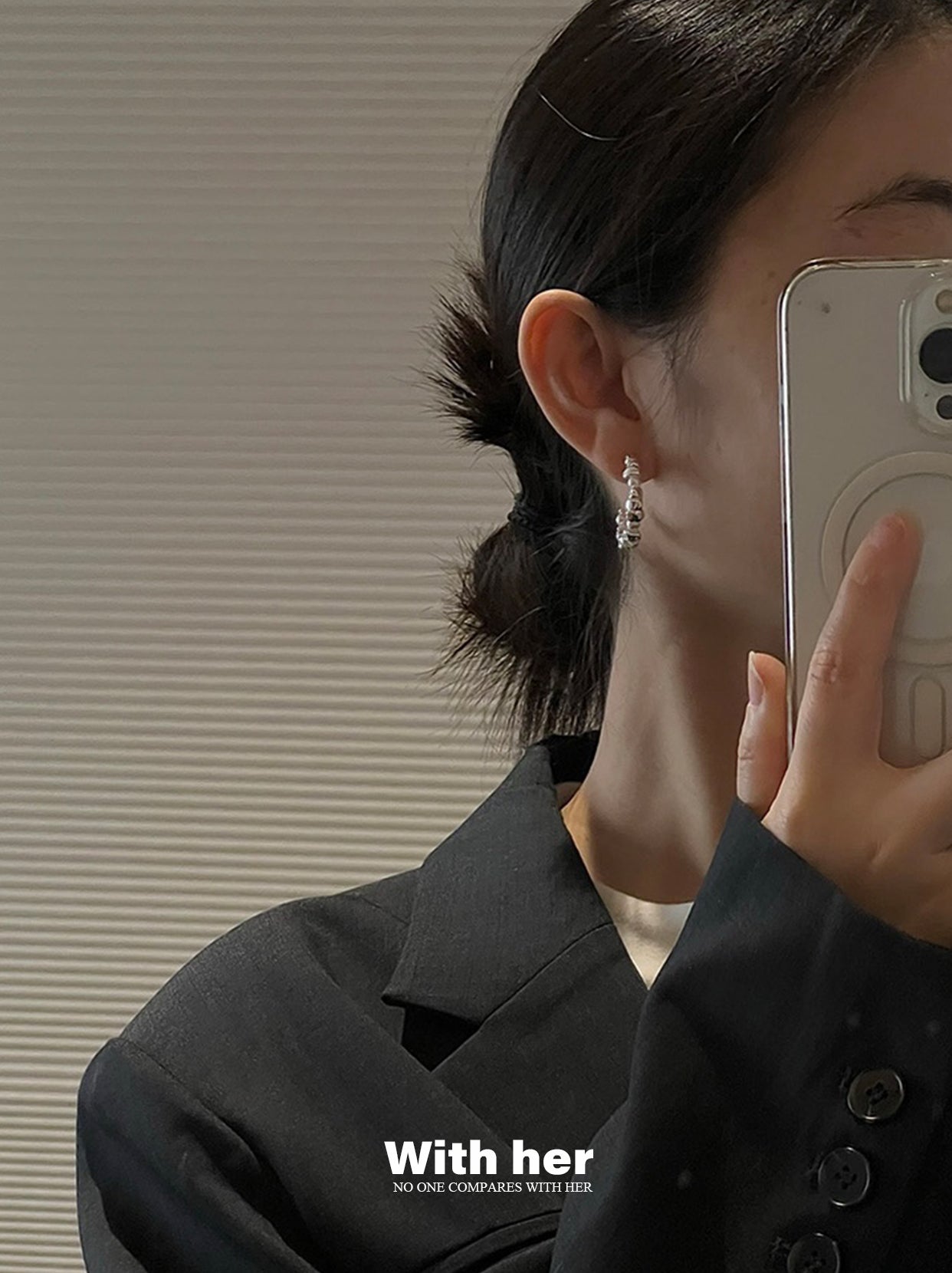 Minimal Silver Beads Earrings