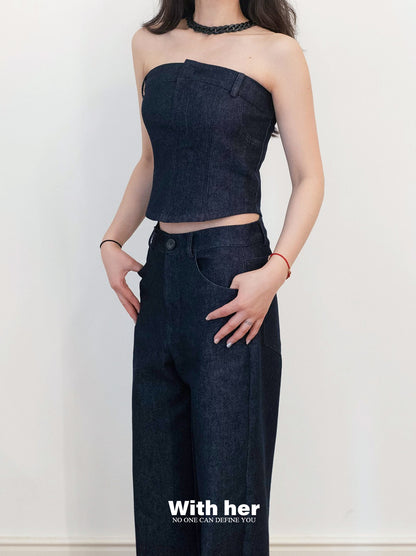 Denim Bandeau Top