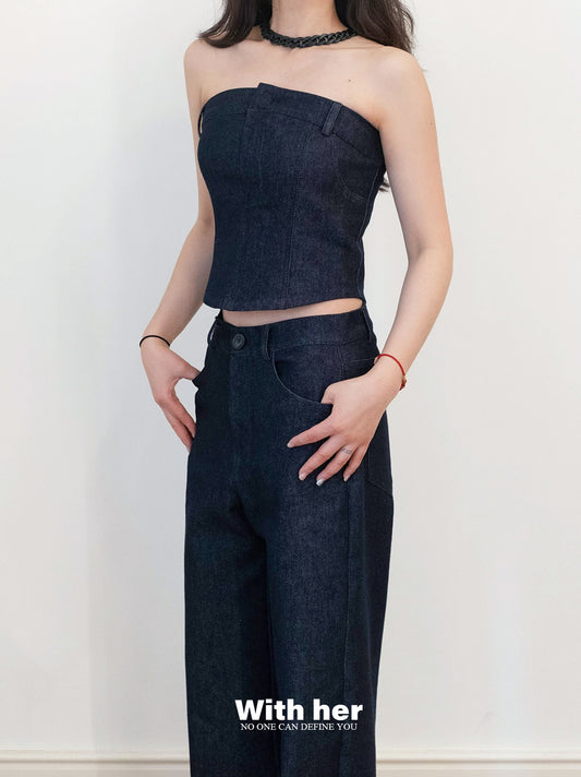 Denim Bandeau Top