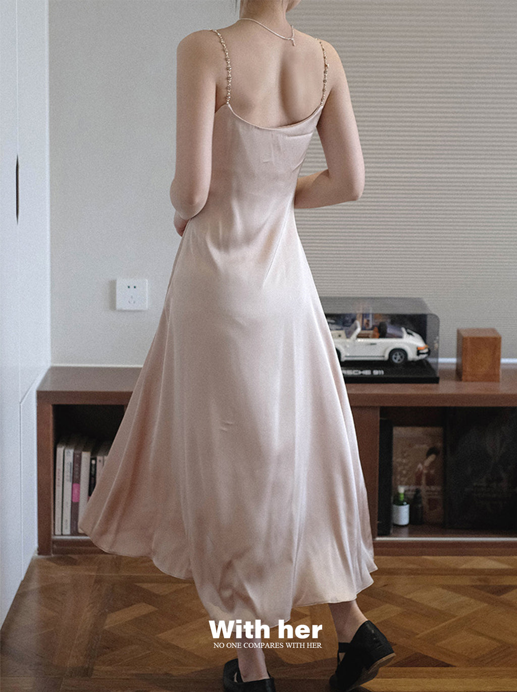 Original Retro Satin Swing Collar Dress