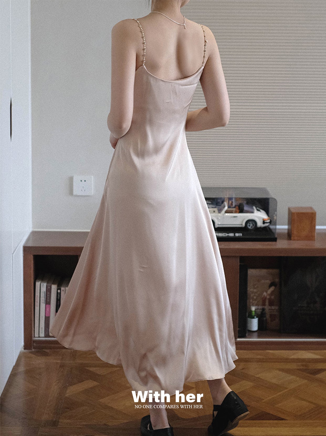 Original Retro Satin Swing Collar Dress