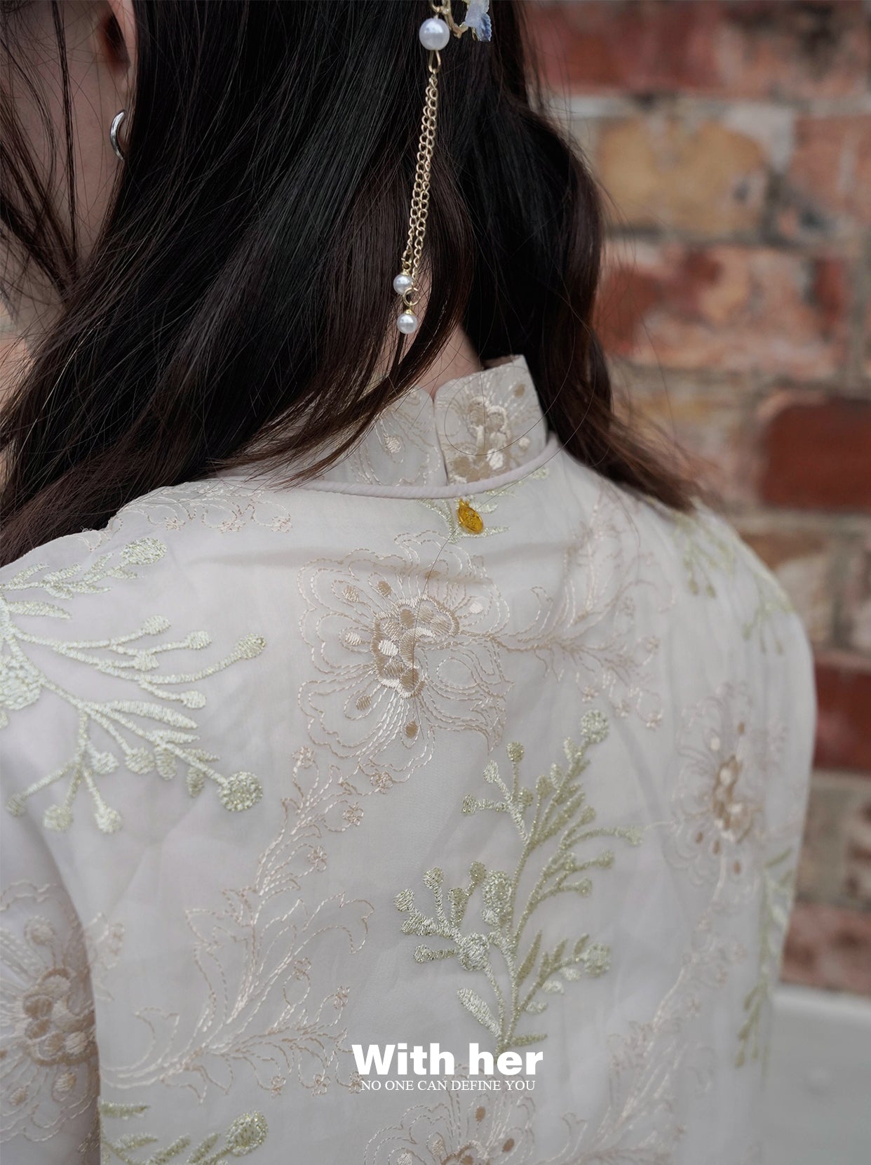 Mandarin Collar Embroidered Shirt