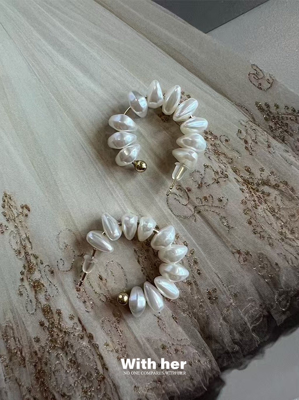 Baroque Pearl Hoop Earrings