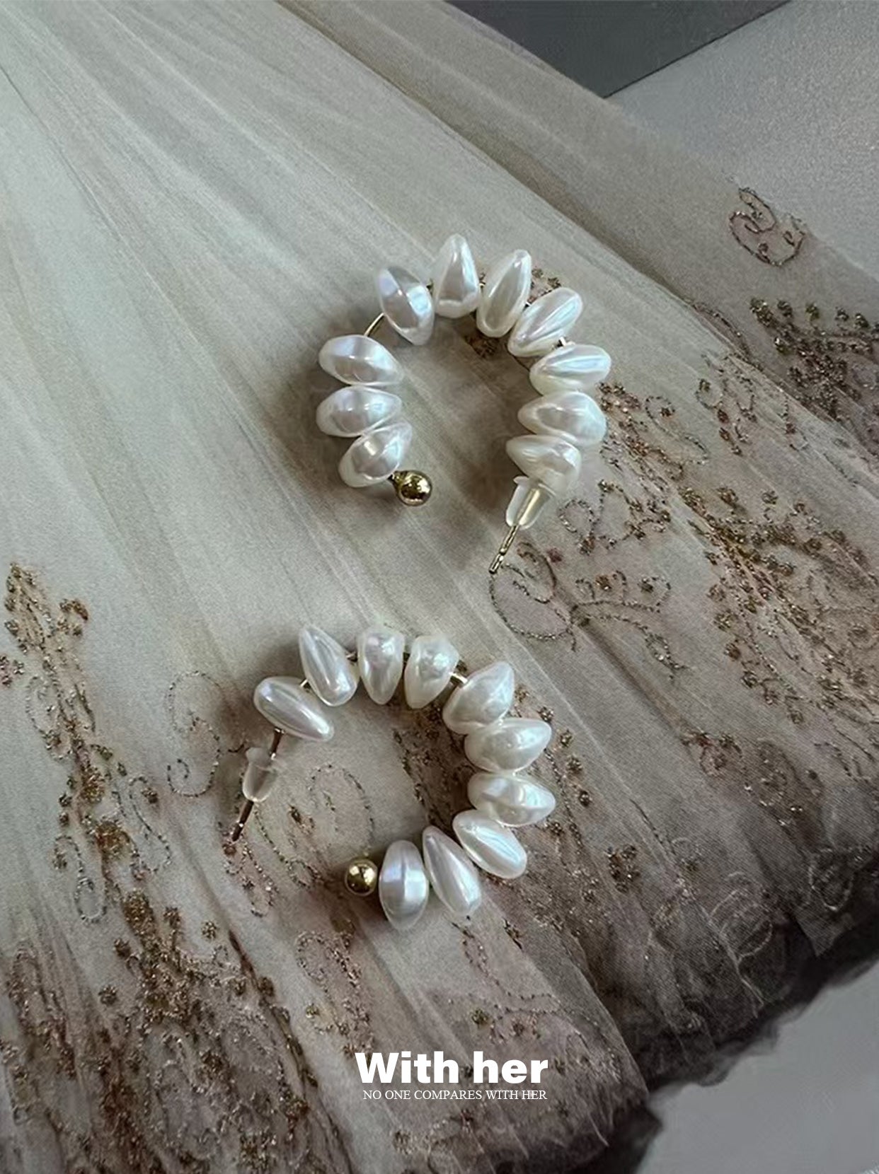 Baroque Pearl Hoop Earrings