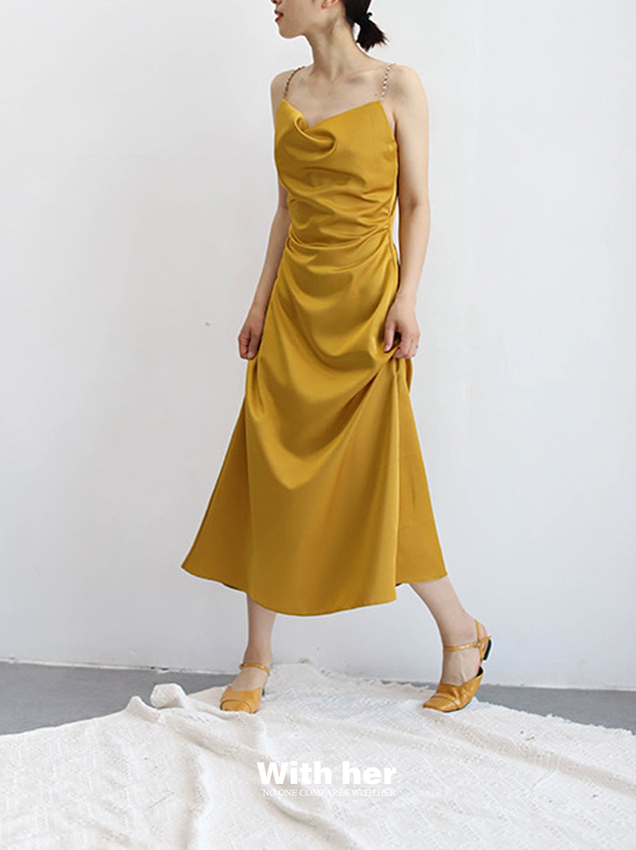 Original Retro Satin Swing Collar Dress
