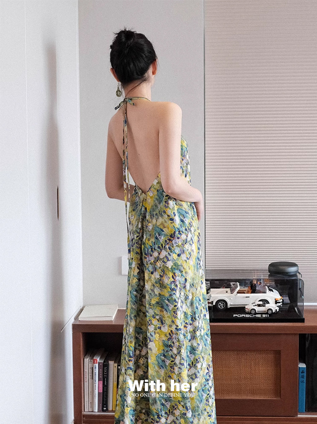Original Halter Neck Backless Floral Dress