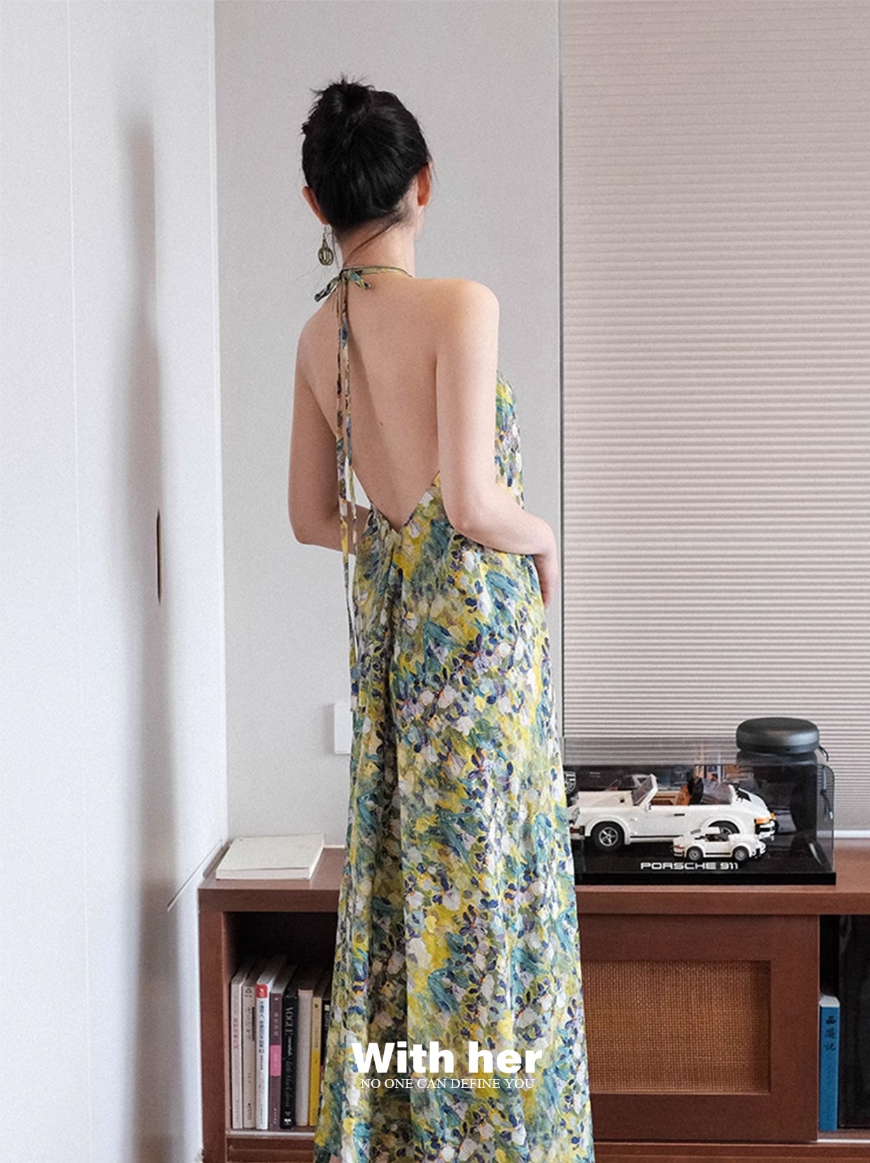 Original Halter Neck Backless Floral Dress