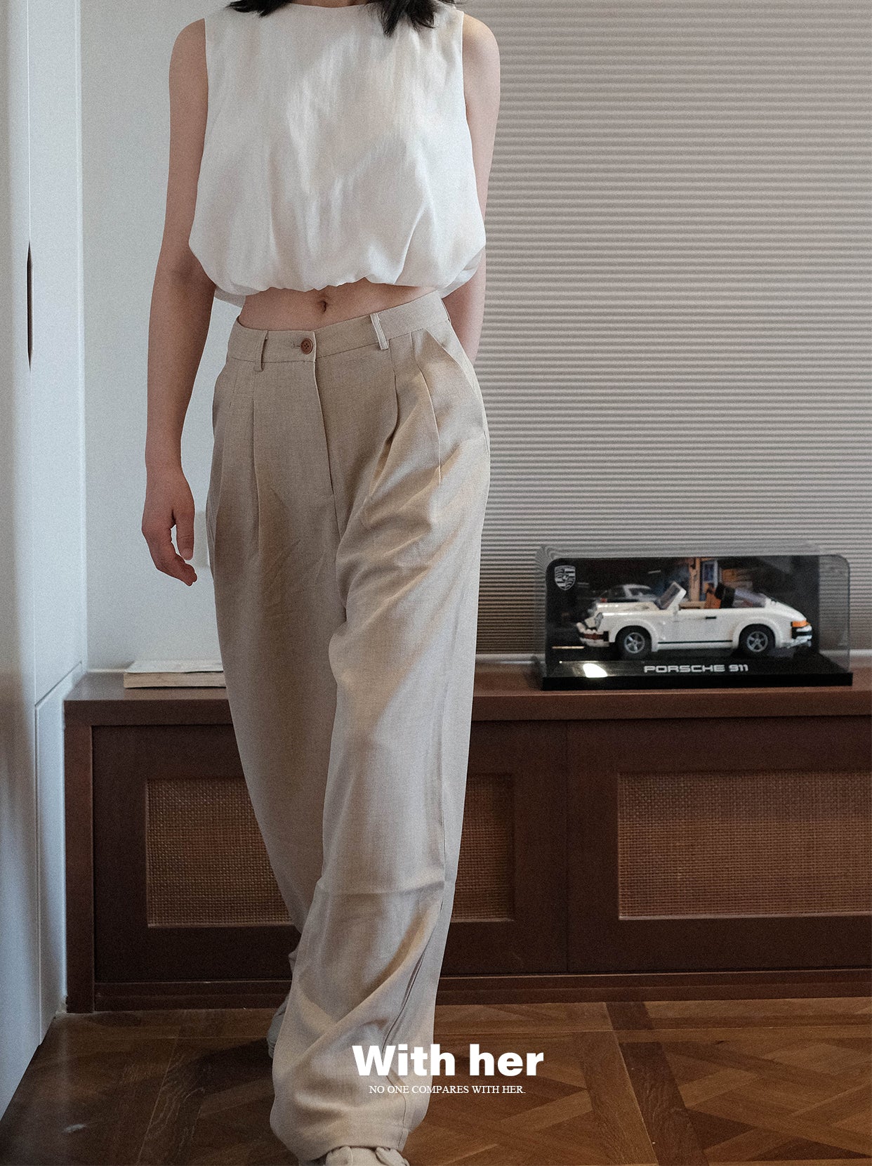 Original Creamy Loose Wide-Leg Trousers