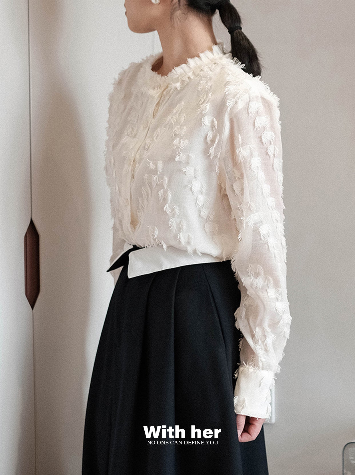 Tassel Collar Sleeve Shirt