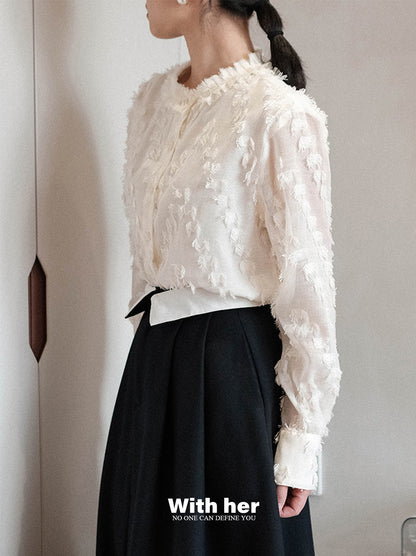 Tassel Collar Sleeve Shirt