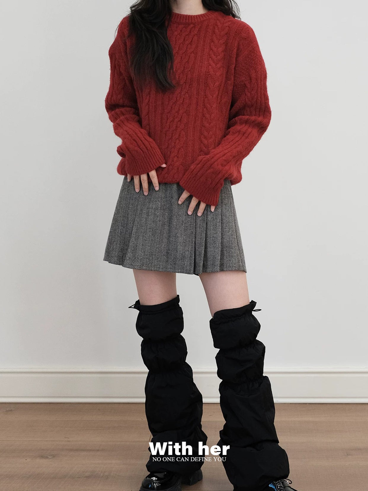Pleated Woolen Skirt