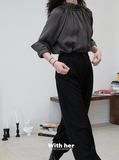 Ruffled High-Neck Blouse