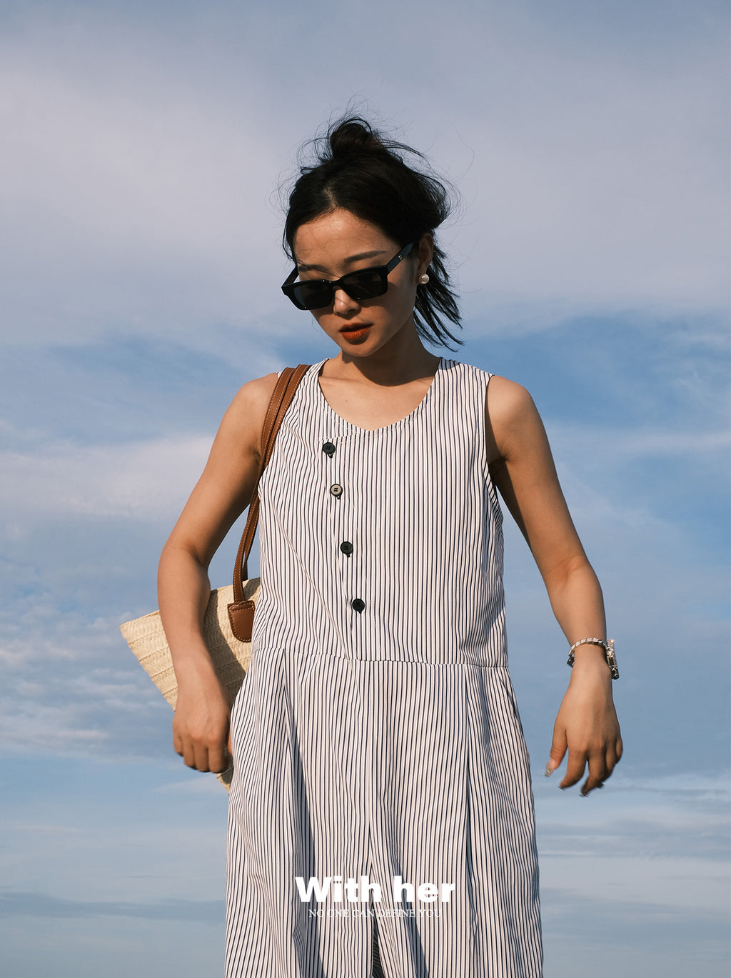 Original Sleeveless Stripes Jumpsuit