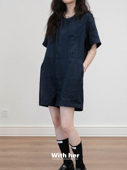 Linen Cotton Blend Playsuit