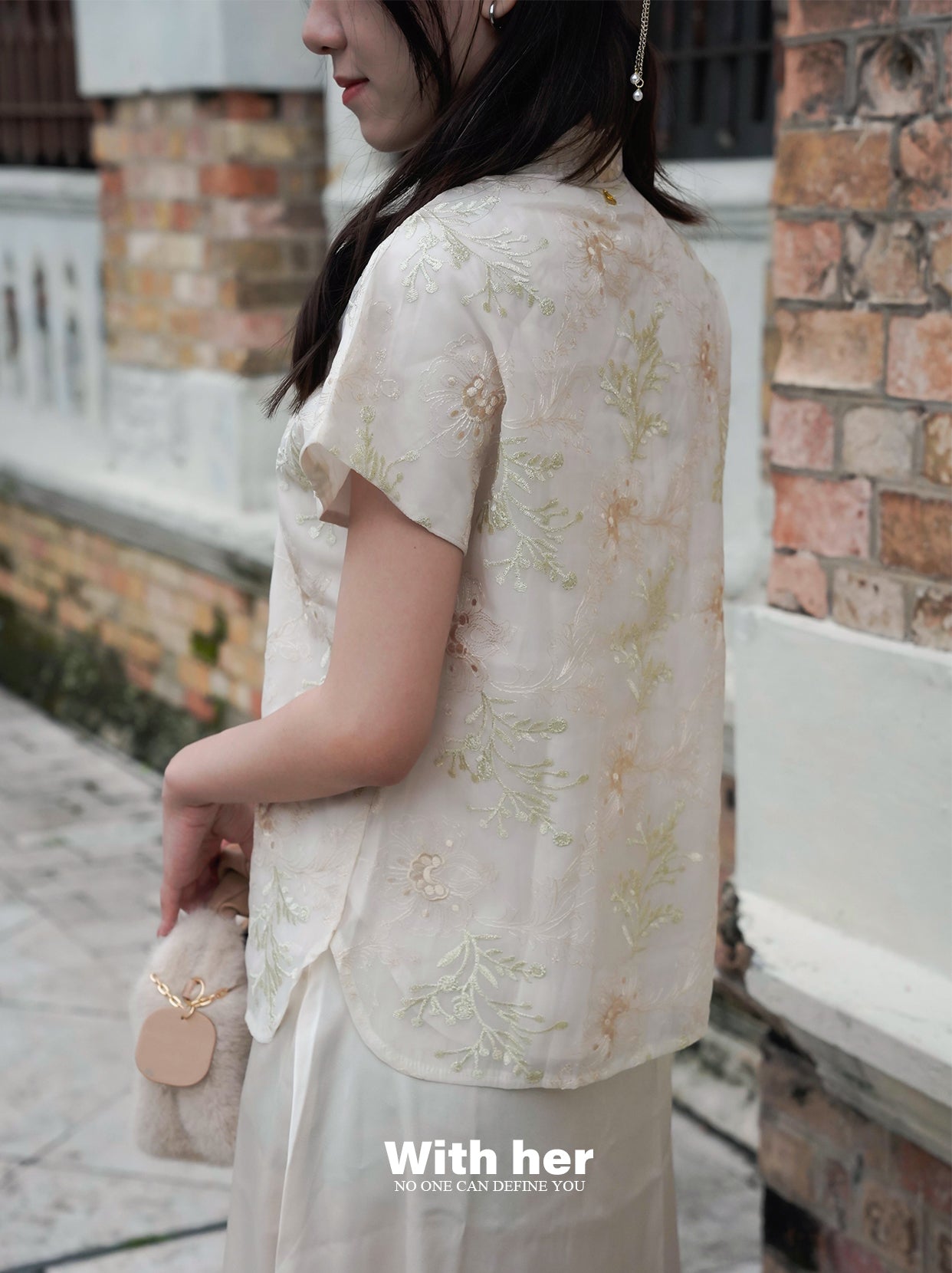 Mandarin Collar Embroidered Shirt