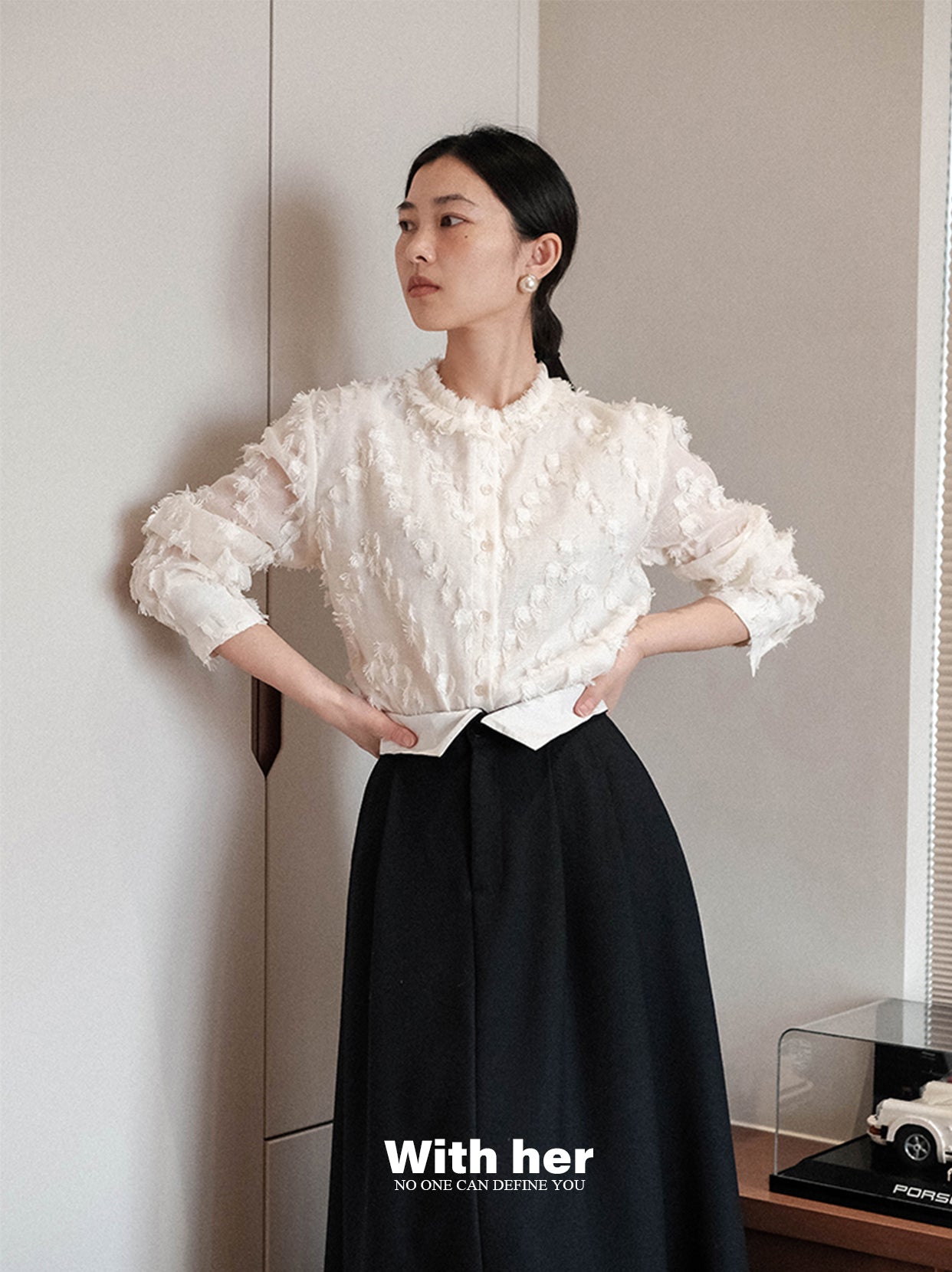 Tassel Collar Sleeve Shirt