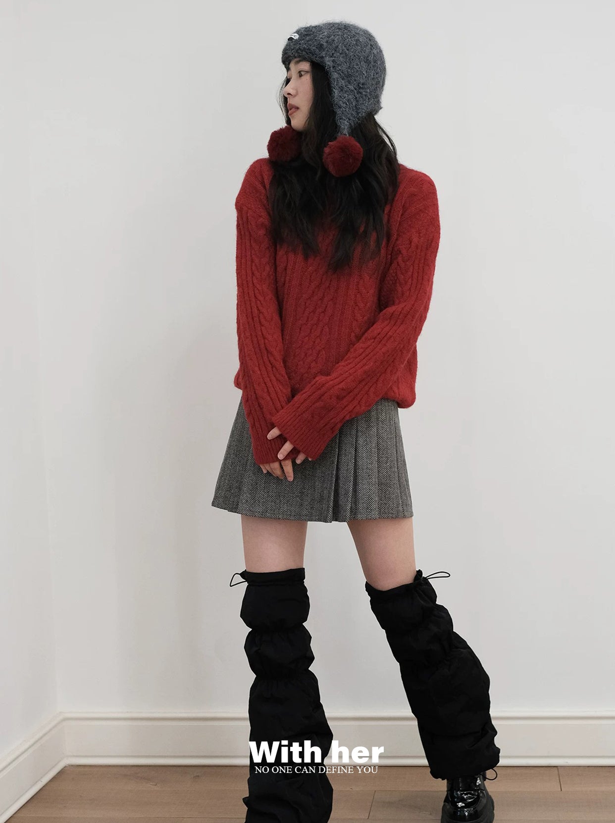 Pleated Woolen Skirt