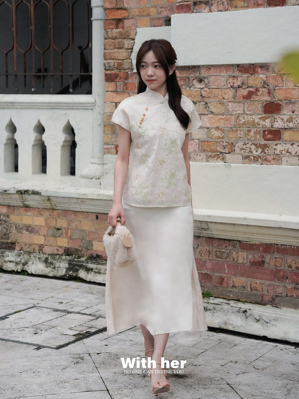 Mandarin Collar Embroidered Shirt
