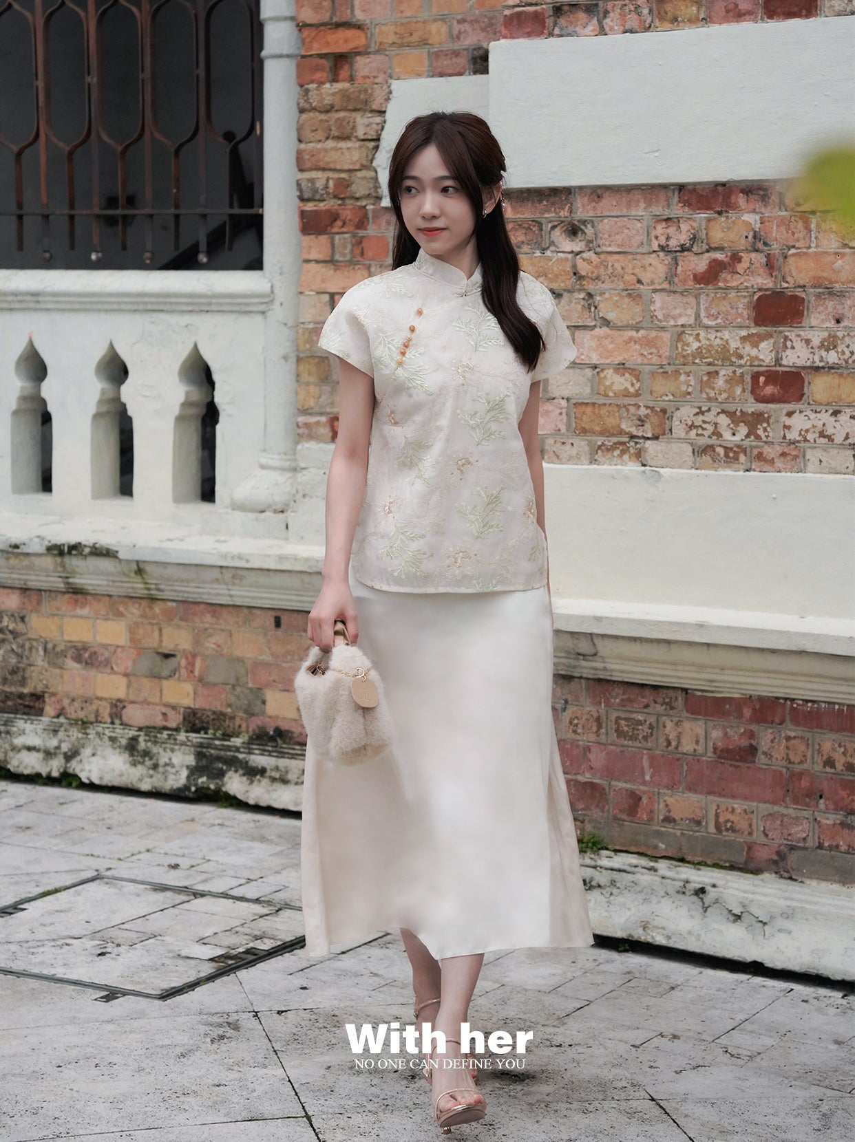 Mandarin Collar Embroidered Shirt