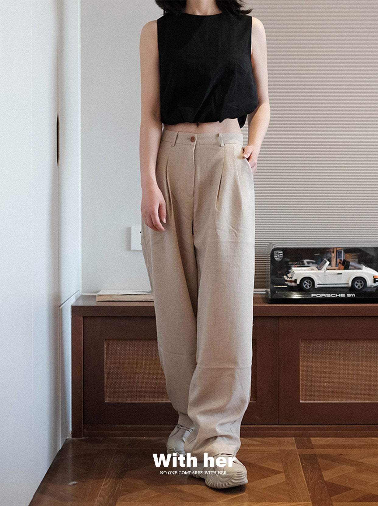 Original Creamy Loose Wide-Leg Trousers