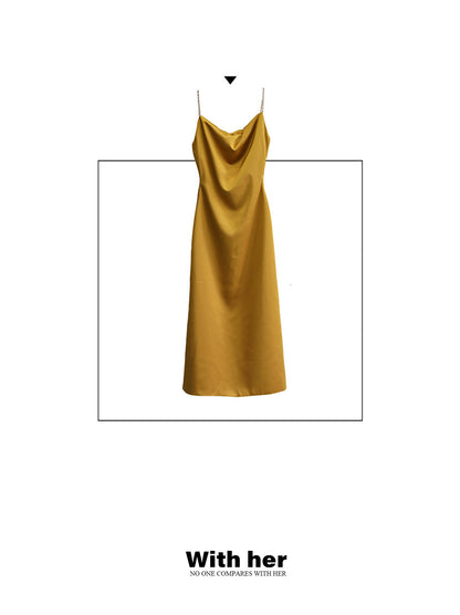 Original Retro Satin Swing Collar Dress